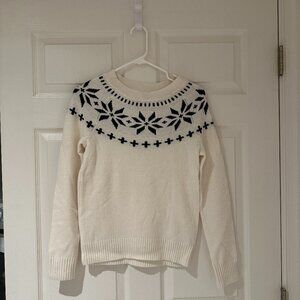 J.Crew Fair Isle Turtleneck Sweater Beige Brown Nordic Knit XS